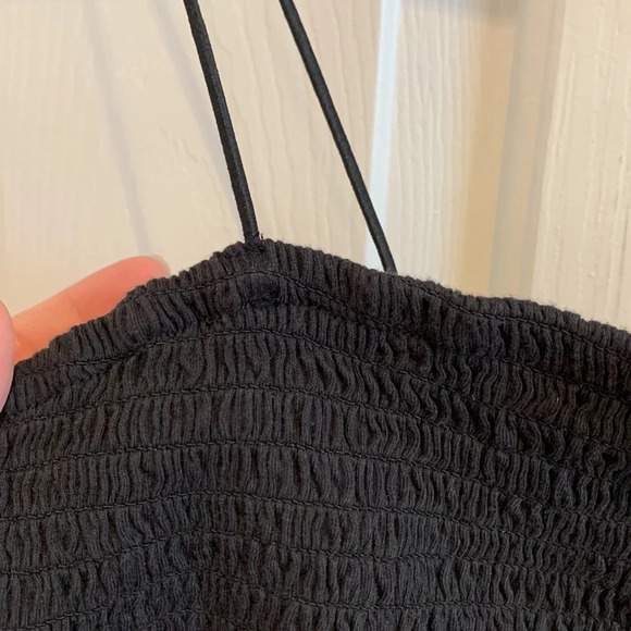 NWOT Maeve Micro Tube Top Spaghetti Strap Smocked Crop Top Black Medium - Picture 10 of 13